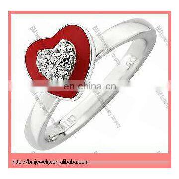 sexy Simply Stacks Sterling Polished Red Epoxy Enamel Heart Ring jewelry