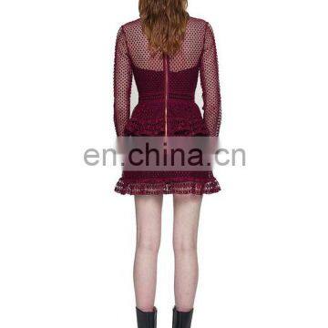 2015 Long Sleeve Hollow Out Short Transparent Classical Dress photo-2