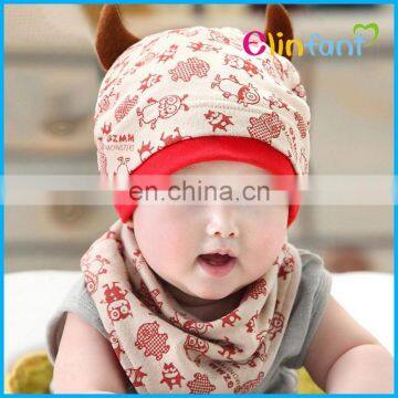 Elinfant hot selling baby beanie hat with bandana bibs 2 pieces sets best for gift