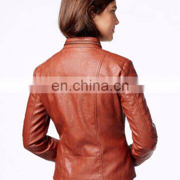 OEM Plus Size 4XL Motorcycle Pu Leather Coat Women Jackets Coats Outerwear Lady Black Washed