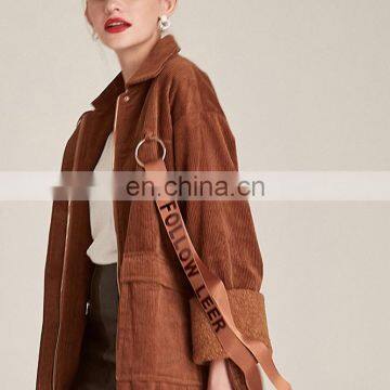 Hot Sale Fashion Women Corduroy Windbreaker Jacket Coat photo-2