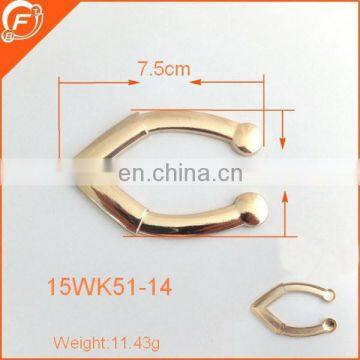 Good quality gold metal shining U shape metal bag making accessories