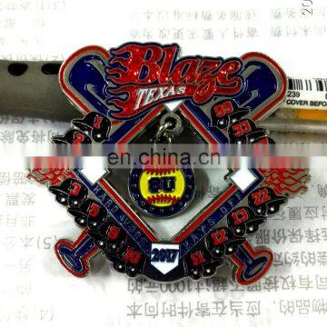 Metal baseball trading glitter dangle pin