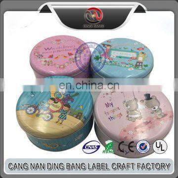 Wholesale OEM Items Cheap Cartoon Style Eco-friendly Multi Middle Size Round Metal Chocolate Cookies Box