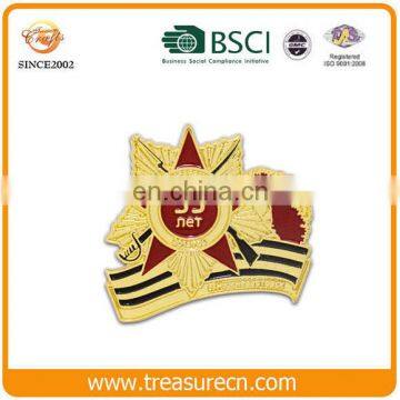 Gold plated 3D star shape enamel metal lapel pin badge