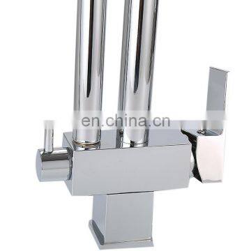 High Quality Double Handed Flexible Commercial Pull up Kitchen Faucet Mixer photo-4