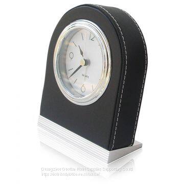 Silent Alarm Clock Leather Table Travel Home Hotel Alarm Clock With Nightlight for Office Bedroom Living Room Decoration photo-2