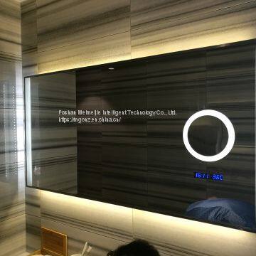 Custom Hotel Bathroom Mirror Plus Magnifying Glass Time Temperature Function Mirror Anti-fog Smart Mirror photo-3