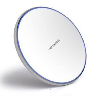 Mirror 10W Smart QI Wireless Charger Metal Simple Round Desktop Phone Fast Charge Wireless Charger photo-2