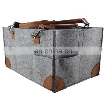 Customized Felt Diaper Caddy With Leather Corner photo-6