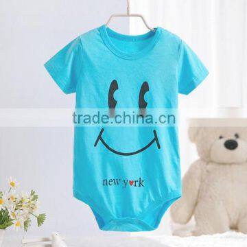 Summer Short Sleeve Panties Smile Printed Baby Rompers for Wholesale photo-5