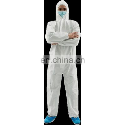 Disposable microporous polyethylene laminate nonwoven material jumpsuit