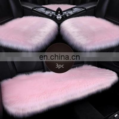 3Pc Fur Car Seat Covers For Women Seat Covers Fiber Faux Auto Seats Cushion Long Plush Winter Warm Seats Mats Universal Car