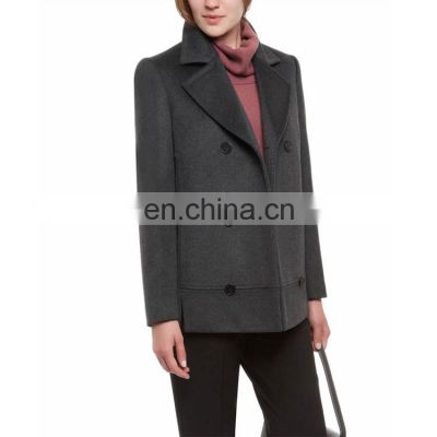 Women Classic Wool Peacoat Long Sleeve Casual Cashmere Coat