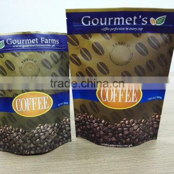 foil material stand up zipper bag with valve for coffee bag