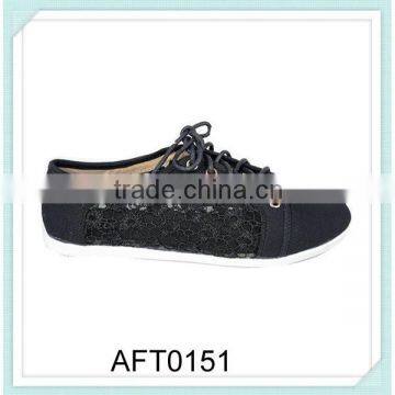 women breathable design canvas shoes flat lace shoes