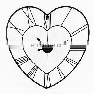 Wholesale cheap buy online modern oversize unique cute heart shaped iron wall clock modern