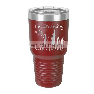 Custom gift double wall insulated stainless steel Christmas 30oz wine tumbler with lid