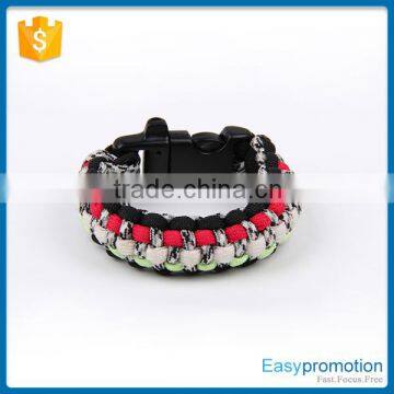 Customized useful paracord survival bracelet with whistle wholesale