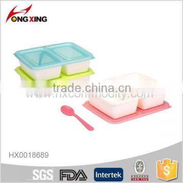 750ml Plastic 2-Compartment Bento Lunch Box with Spoon