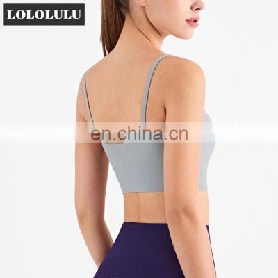 Thin Shoulder Sports Vest Sexy Running Yoga Women Push-up Bra Workout Crop Top photo-2
