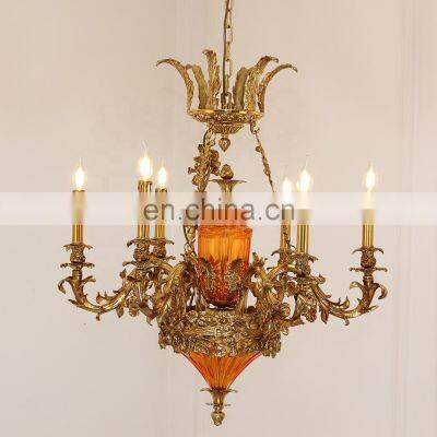 French Lighting Vintage Copper Chandeliers Bronze Pendant Lamp Solid Brass Antique Luxury Chandelier photo-2