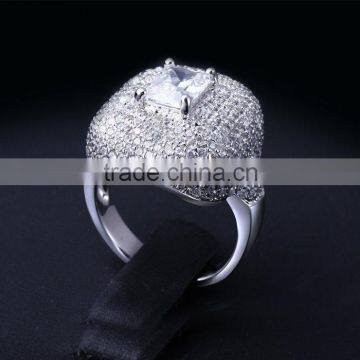 Newest Statement Fashion Pave Setting Cubic Zirconia Chunky Bridal Wedding Ring photo-5