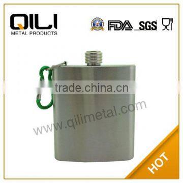 18/8 stainless steel metal wholesale hip flasks,6oz hip flask with special cap and keychain