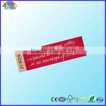 polyester satin garment care label