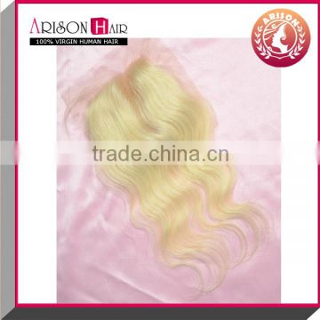 100% Human Hair Lace Closure Body Wave Blond Color