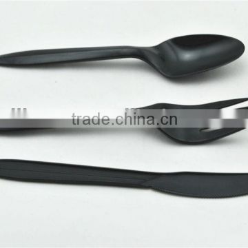 PS black plastic cutlery set