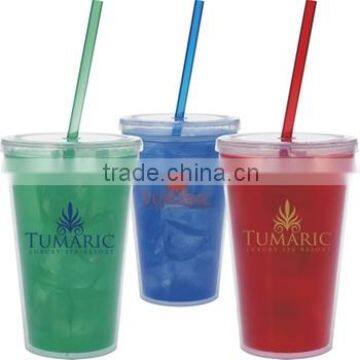 BPA Free Double Wall Plastic Cups With Straw Double Wall Tumbler - 16OZ photo-3