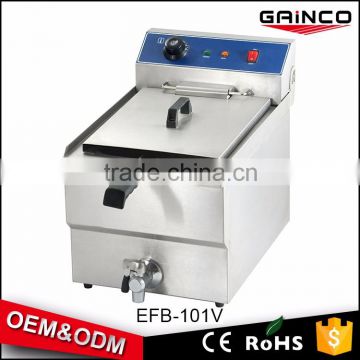 hotel kitchen equipment small size electric industrial fat deep fryer with valve thermostat EFB-101V