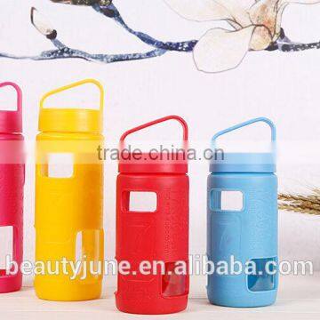 bpa free sports borosilicate glass water bottle with silicone private label glass bottles china wholesaler new products 2015