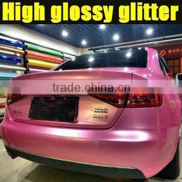 Glossy Pearl Glitter Pink Car Wrapping