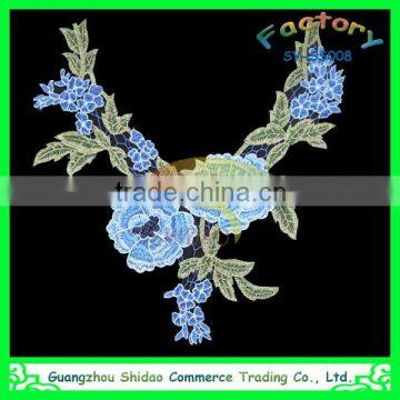 Newest beautiful colorful flower embroidery lace collar