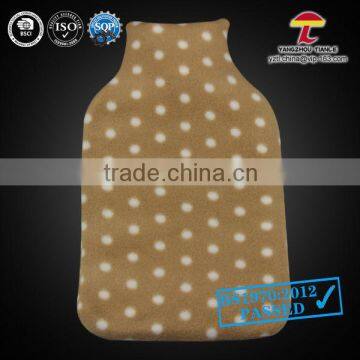 2000ml cheap fleece hot water bag cover with white spots