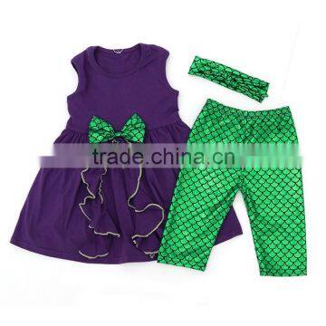 Wholesale children clothing 2016 dress top with mermaid pants