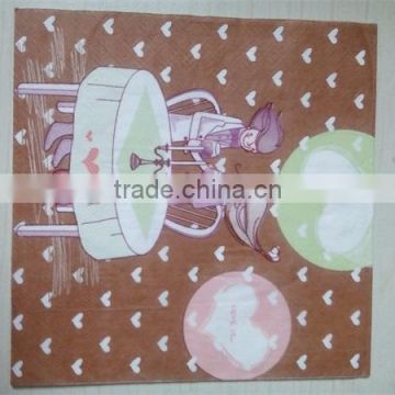 Cocktail Party Products Cheap Colorful Virgin Pulp Printing 1/4 Fold Serviettes Paper Napkin