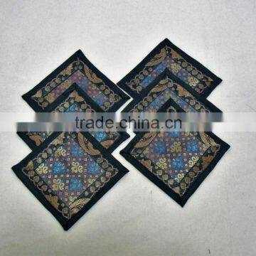 Indian Silk Table Runner With 6 Place Mats & 6 Coaster in Green Color Size 16*62 photo-4