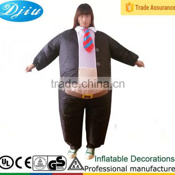 DJ-CO-113 Adult Business Suit part black Inflatable Blow Up Full Body Costume Jumpsuit