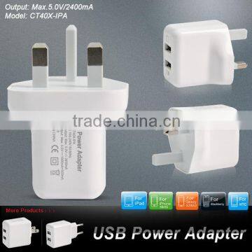 CE Rohs UL Approval Dual USB UK Plug Wall Charger 5v 2a USB Power Charger Adapter photo-3