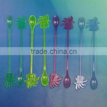 9 Inch Colored Coconut Tree Design Stick/swizzle Sticks/ Cocktail Stick Stirrer Spoon End photo-4