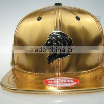 Custom High Quality Gold Leather Metal Plate Leather Strap Baseball Caps photo-4