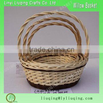 cheap 3 tier willow wicker fruit basket with handle