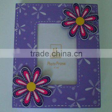 wooden purple flower photo frame