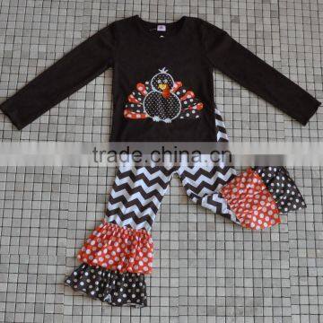Traditional Holiday Wholesale Boutique Turkey Embroidery Baby Girl Thanksgiving Outfits photo-3