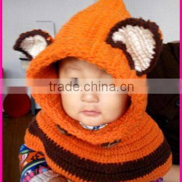 FOX Hat Crochet Knit Fox HOODIE Cape cute handmade crochet cowl hat for children