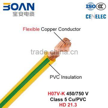 H07V-K, House Wiring, Electric Wire, 450/750 V, Class 5 Cu/PVC (HD 21.3)