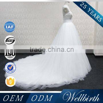 WD10 Hot Selling Senior Hand-made Beaded Bling Crystal White Wedding Dress photo-3